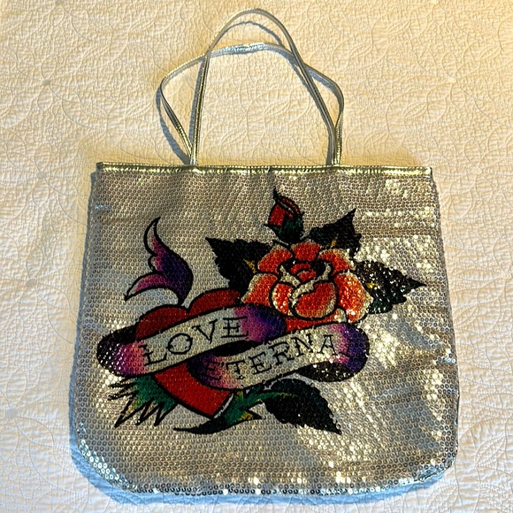 NWT Ed Hardy True Love Silver tote bag - Picture 1 of 13
